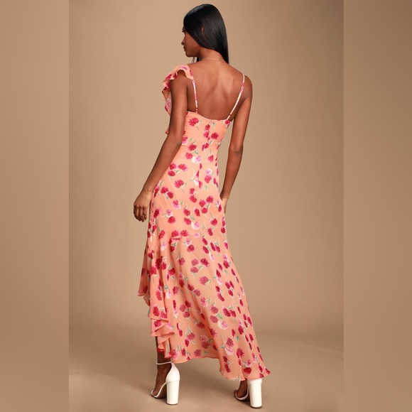 Lulus Floral Print Ruffled High-Low Dress Medium - Picture 2 of 14